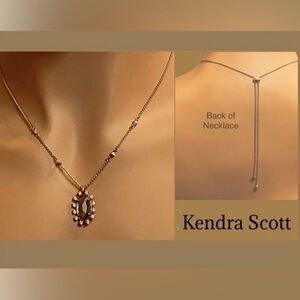 Kendra Scott Brett Necklace Gunmetal Adjustable Slider Ex Cond